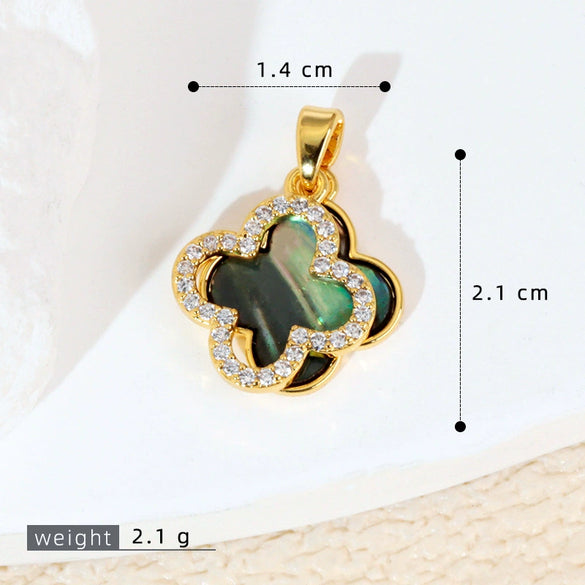 Women's Geometric Diamondencrusted White Shell Abalone Shell Necklace Pendant Jewelry Accessories Electroplated Simple Style