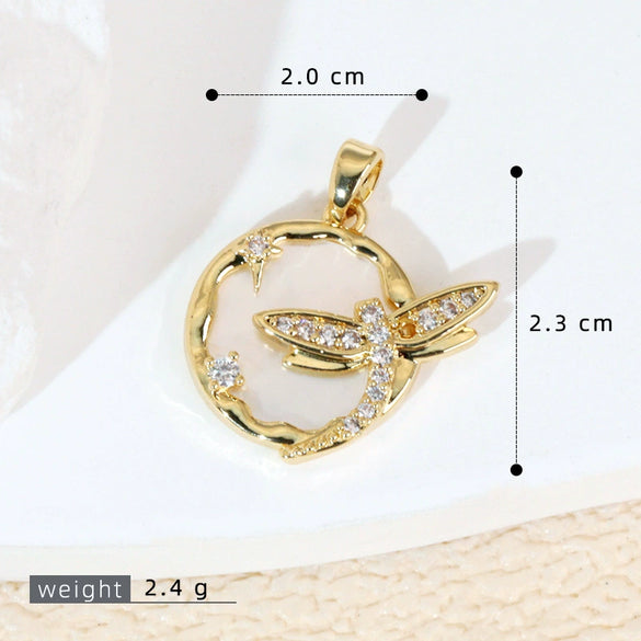 Women's Geometric Diamondencrusted White Shell Abalone Shell Necklace Pendant Jewelry Accessories Electroplated Simple Style