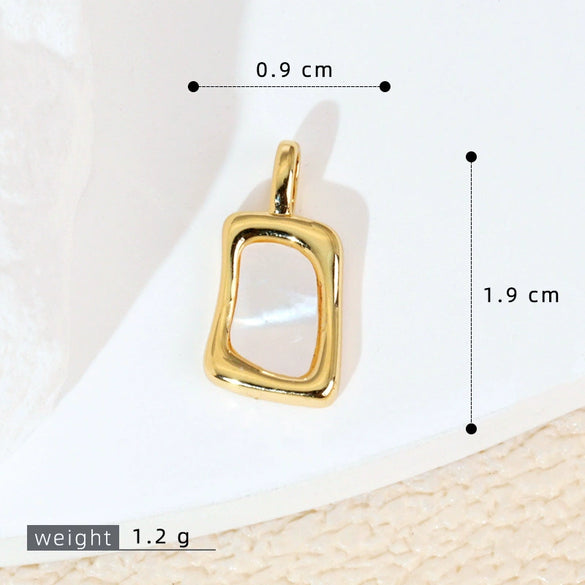 Women's Geometric Diamondencrusted White Shell Abalone Shell Necklace Pendant Jewelry Accessories Electroplated Simple Style