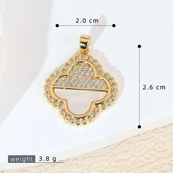 Women's Geometric Diamondencrusted White Shell Abalone Shell Necklace Pendant Jewelry Accessories Electroplated Simple Style