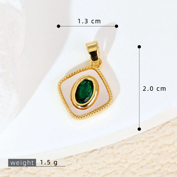 Women's Geometric Diamondencrusted White Shell Abalone Shell Necklace Pendant Jewelry Accessories Electroplated Simple Style