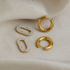 Women's Geometric Diamondstudded Stainless Steel Vacuum 18K Gold Plated Pendant Earrings