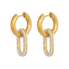 Women's Geometric Diamondstudded Stainless Steel Vacuum 18K Gold Plated Pendant Earrings