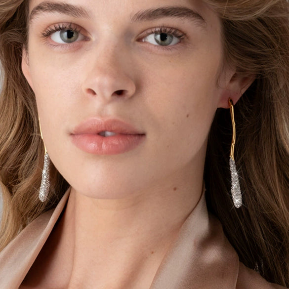 Women's Geometric Diamondstyle Earrings In Zinc Alloy With Vintage Goldplated Finish