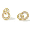 Women's Geometric Double Circle Zircon Earrings With Diamond Encrusted Look Electroplated Round Short Drop Ear Jewelry
