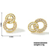 Women's Geometric Double Circle Zircon Earrings With Diamond Encrusted Look Electroplated Round Short Drop Ear Jewelry