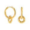 Women's Geometric Double Hoop Earrings With Silver Needle And Copper Retro Exaggerated Rotating Hoop Design Electroplated Finish
