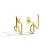 Women's Geometric Double Ring Diamond Earrings Copper Plated With 18K Gold Jewelry