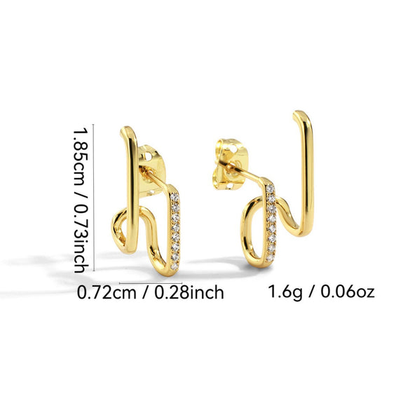 Women's Geometric Double Ring Diamond Earrings Copper Plated With 18K Gold Jewelry