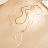 Women's Geometric Doublelayer Plated Iron Flat Snake Chain Necklace With Tassel Pendant And Lobster Clasp Versatile Fashion Jewelry