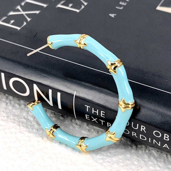 Women's Geometric Dripping Glaze Alloy Statement Earrings With 925 Silver Ear Needles And Gold Plated Finish Wholesale Jewelry