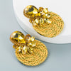 Women's Geometric Drop Earrings With Glass Rhinestone Accents Elastic Cord Woven Design And Sparkling Diamondstyle Detailing