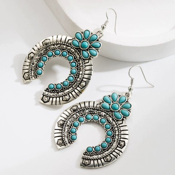 Women's Geometric Dropshaped Alloy Turquoise Earrings