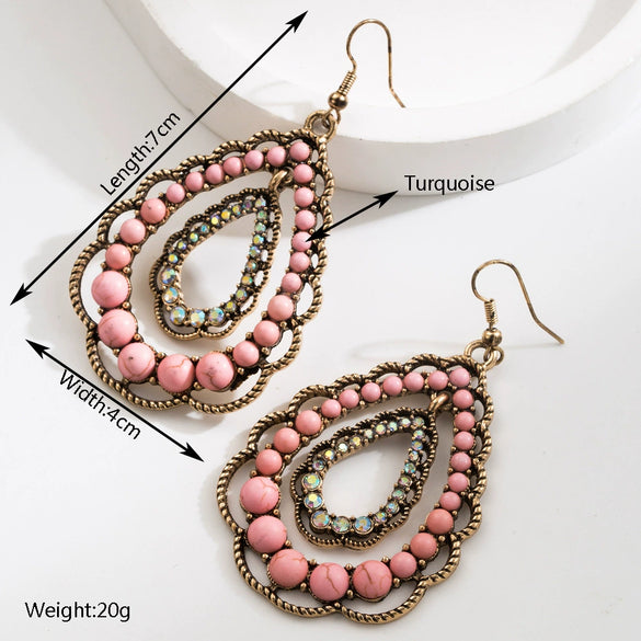 Women's Geometric Dropshaped Alloy Turquoise Earrings