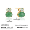 Women's Geometric Eggshaped Rhinestone Stud Earrings With Pvd Vacuum Gold Plating Stainless Steel And Titanium Steel Construction