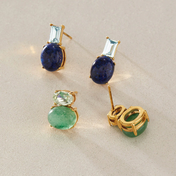 Women's Geometric Eggshaped Rhinestone Stud Earrings With Pvd Vacuum Gold Plating Stainless Steel And Titanium Steel Construction