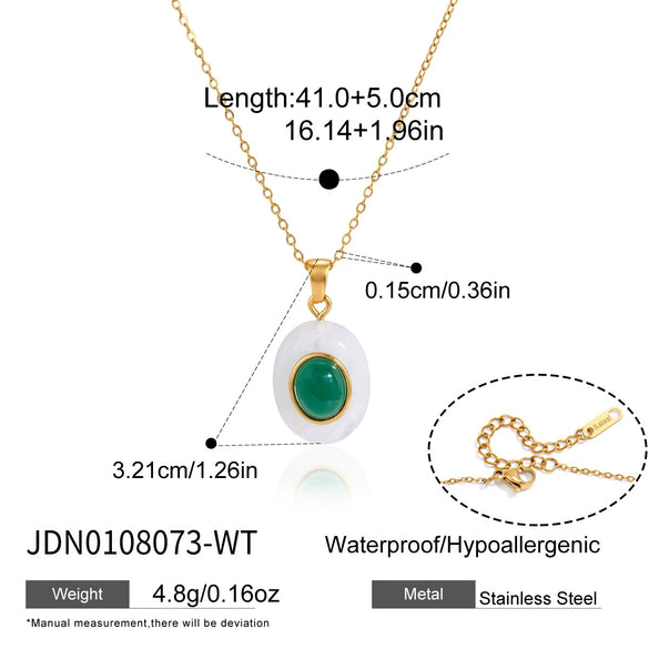 Women's Geometric Eggshaped Stainless Steel Pendant Necklace With Pvd Vacuum Gold Plating And Lobster Clasp