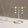 Women's Geometric Electroplated Stainless Steel Jewelry Set With Titanium Steel Necklace Zircon Tassel Earrings And Triangular Zirconia Details