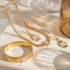 Women's Geometric Electroplated Stainless Steel Necklace Bracelet And Earrings Jewelry Set