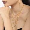 Women's Geometric Enamel Pendant Necklace In Stainless Steel With 18K Gold Plated Finish And Regular Chain