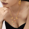 Women's Geometric Enamel Pendant Necklace In Stainless Steel With 18K Gold Plated Finish And Regular Chain