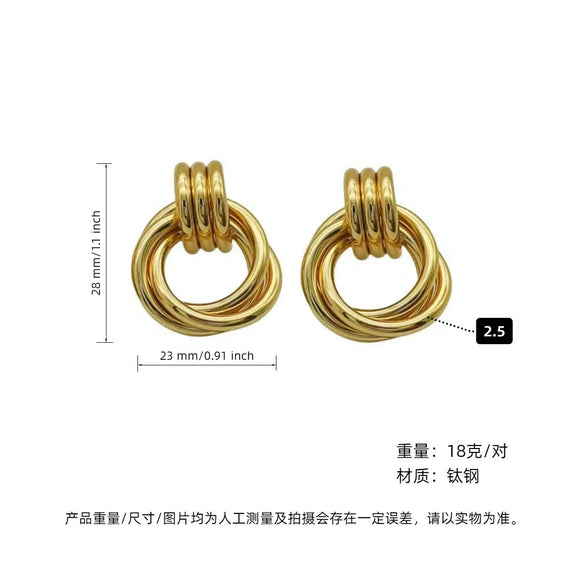 Women's Geometric Exaggerated Hemisphere Round Titanium Steel Polish Earrings