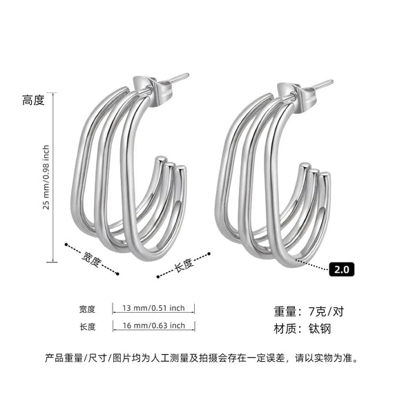 Women's Geometric Exaggerated Hemisphere Round Titanium Steel Polish Earrings