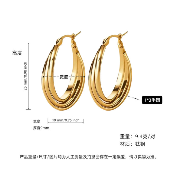 Women's Geometric Exaggerated Hemisphere Round Titanium Steel Polish Earrings