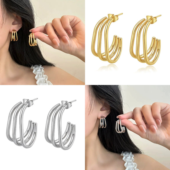 Women's Geometric Exaggerated Hemisphere Round Titanium Steel Polish Earrings