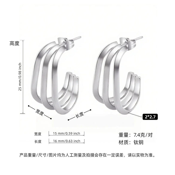 Women's Geometric Exaggerated Hemisphere Round Titanium Steel Polish Earrings