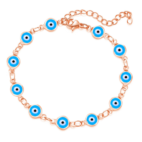 Women's Geometric Eye Bracelet Copper Electroplated Fashion Wrist Chain With Colorful Eye Design Trendy Creative Expression Style