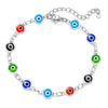Women's Geometric Eye Bracelet Copper Electroplated Fashion Wrist Chain With Colorful Eye Design Trendy Creative Expression Style