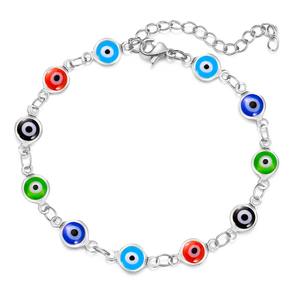 Women's Geometric Eye Bracelet Copper Electroplated Fashion Wrist Chain With Colorful Eye Design Trendy Creative Expression Style