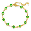 Women's Geometric Eye Bracelet Copper Electroplated Fashion Wrist Chain With Colorful Eye Design Trendy Creative Expression Style