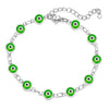 Women's Geometric Eye Bracelet Copper Electroplated Fashion Wrist Chain With Colorful Eye Design Trendy Creative Expression Style