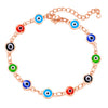 Women's Geometric Eye Bracelet Copper Electroplated Fashion Wrist Chain With Colorful Eye Design Trendy Creative Expression Style