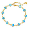 Women's Geometric Eye Bracelet Copper Electroplated Fashion Wrist Chain With Colorful Eye Design Trendy Creative Expression Style