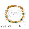 Women's Geometric Eye Motif Zircon Inlaid Gold Plated Stainless Steel Necklace And Bracelet Set