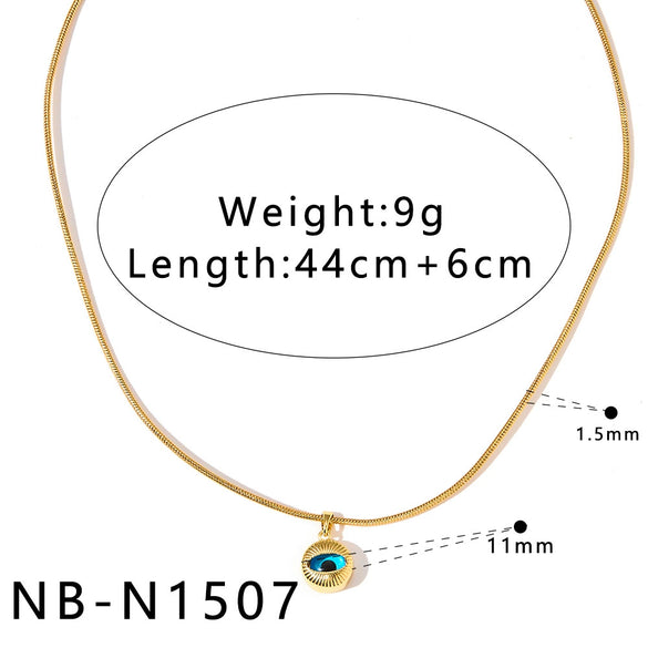 Women's Geometric Eye Motif Zircon Inlaid Gold Plated Stainless Steel Necklace And Bracelet Set