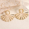 Women's Geometric Fanshaped Goldtone Electroplated Stainless Steel Earrings Elegant Minimalist Modern Ear Jewelry