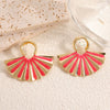 Women's Geometric Fanshaped Goldtone Electroplated Stainless Steel Earrings Elegant Minimalist Modern Ear Jewelry
