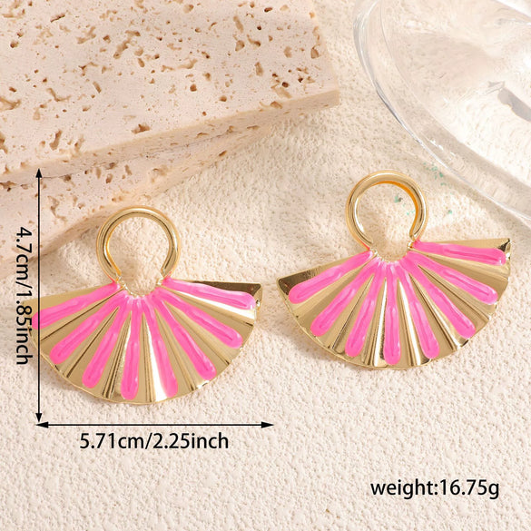 Women's Geometric Fanshaped Goldtone Electroplated Stainless Steel Earrings Elegant Minimalist Modern Ear Jewelry