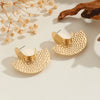 Women's Geometric Fanshaped Iron Earrings With Embossed Retro Punk Design And Electroplated Finish