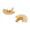 Women's Geometric Fanshaped Iron Earrings With Embossed Retro Punk Design And Electroplated Finish