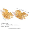 Women's Geometric Fanshaped Statement Earrings In Stainless Steel With Goldplated Finish Fashion Jewelry