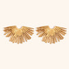 Women's Geometric Fanshaped Statement Earrings In Stainless Steel With Goldplated Finish Fashion Jewelry