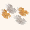 Women's Geometric Fanshaped Statement Earrings In Stainless Steel With Goldplated Finish Fashion Jewelry