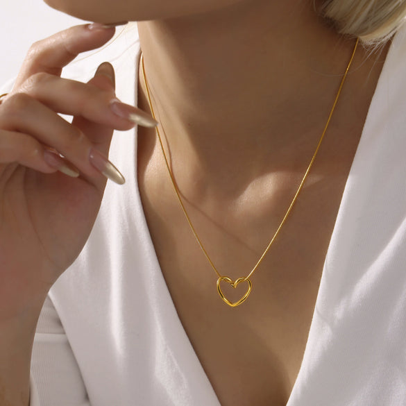 Women's Geometric Fashion 316L Stainless Steel Clavicle Necklace 18K Real Gold Plated