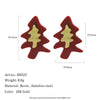 Women's Geometric Festive Christmas Tree Stud Earrings In Stainless Steel With Resin Design And Gold Plating