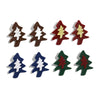Women's Geometric Festive Christmas Tree Stud Earrings In Stainless Steel With Resin Design And Gold Plating